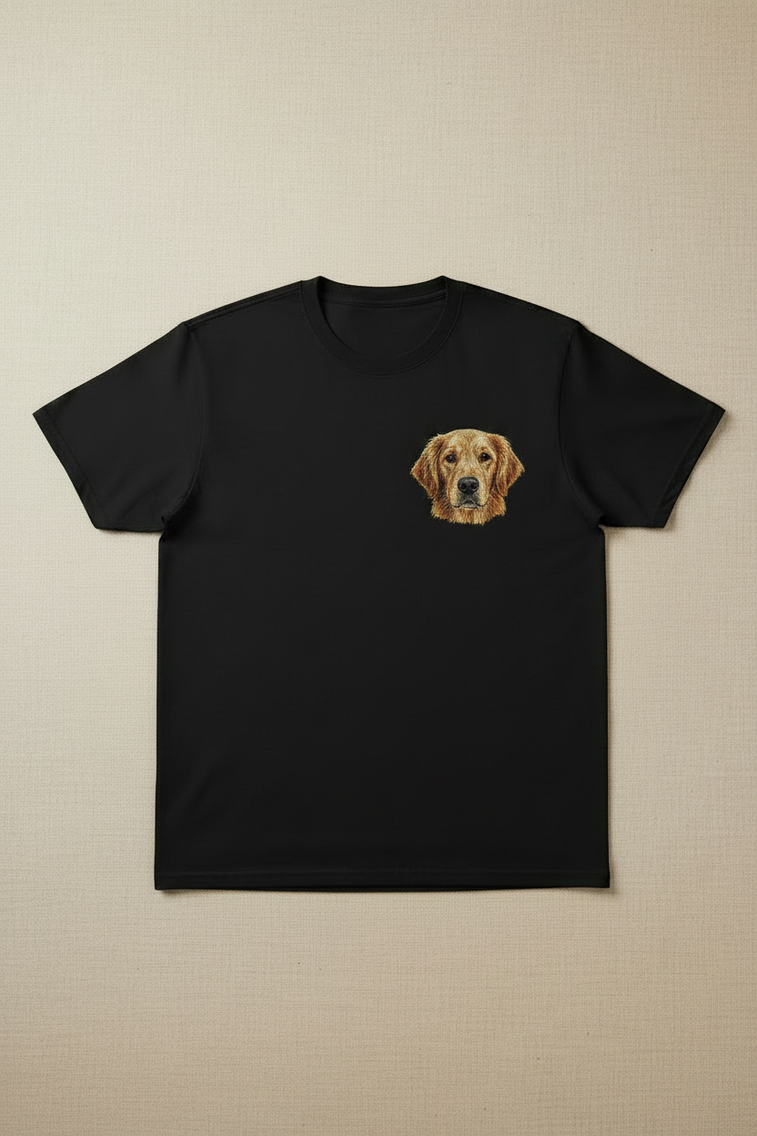 Custom Pet Embroidered T Shirt example custom pet embroidery