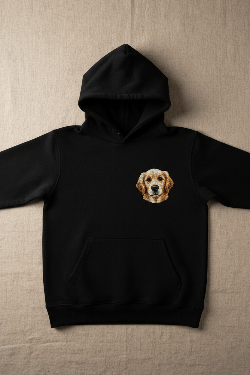 Custom Pet Embroidered Hoodie example custom pet embroidery